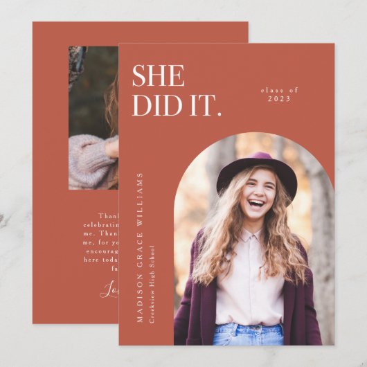 Ze deed de Oranje aankondiging van het Afstuderen (Voorkant / Achterkant)