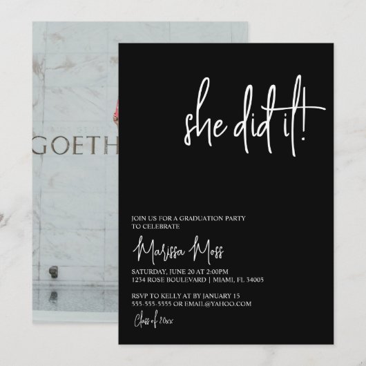 Ze deed de uitnodiging van de GraduPartij (Voorkant / Achterkant)