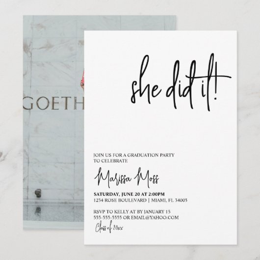 Ze deed de uitnodiging van de moderne GraduPartij (Voorkant / Achterkant)