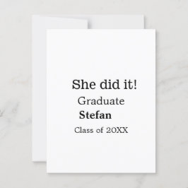 Ze deed het afstudeer naam toevoegen klas van 20XX Briefkaart