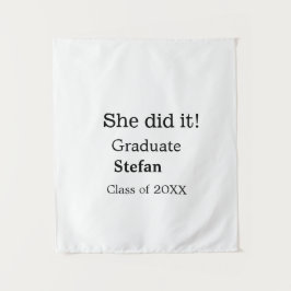 Ze deed het afstudeer naam toevoegen klas van 20XX Wandkleed