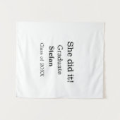 Ze deed het afstudeer naam toevoegen klas van 20XX Wandkleed (Voorkant (horizontaal))