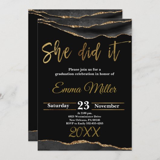 Ze deed het Afstudeerder feest Kaart (Voorkant / Achterkant)