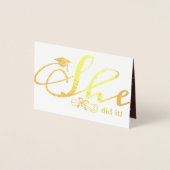 Ze deed het Afstudeerder Party Invitation 1 foto F Folie Kaarten (Voorkant)