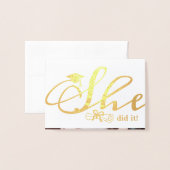 Ze deed het Afstudeerder Party Invitation 1 foto F Folie Kaarten (Voorkant met envelop)