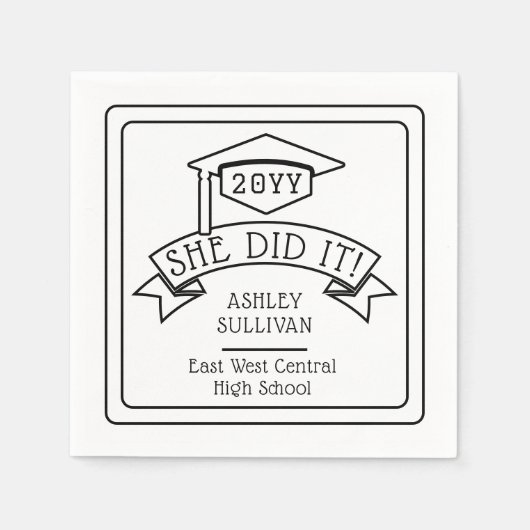 Ze deed het Afstudeerder Pet Afstuderen naam | sch Servet (Voorkant)