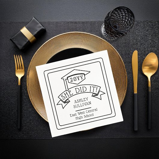 Ze deed het Afstudeerder Pet Afstuderen naam | sch Servet