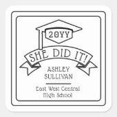 Ze deed het Afstudeerder Pet Afstuderen naam | sch Vierkante Sticker (Voorkant)