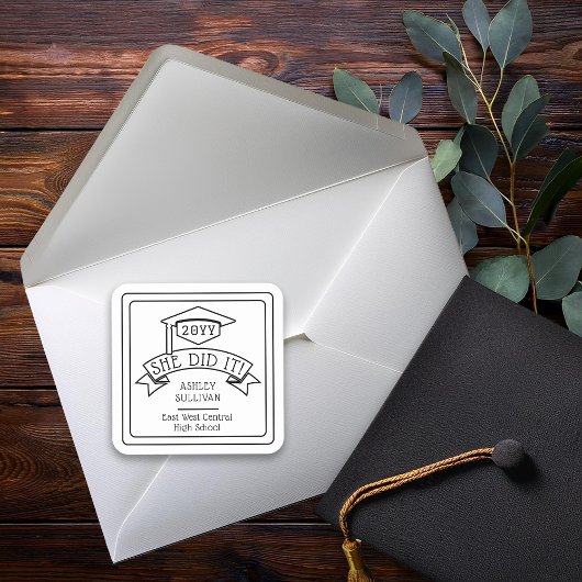 Ze deed het Afstudeerder Pet Afstuderen naam | sch Vierkante Sticker