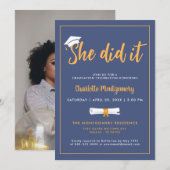 Ze deed het Afstudeerder Pet Dusty Blue Afstuderen Kaart (Voorkant / Achterkant)