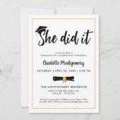 Ze deed het Afstudeerder Pet Tassel Graduation Par Kaart (Voorkant)