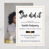 Ze deed het Afstudeerder Pet Tassel Graduation Par Kaart (Voorkant / Achterkant)