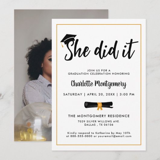 Ze deed het Afstudeerder Pet Tassel Graduation Par Kaart (Voorkant / Achterkant)