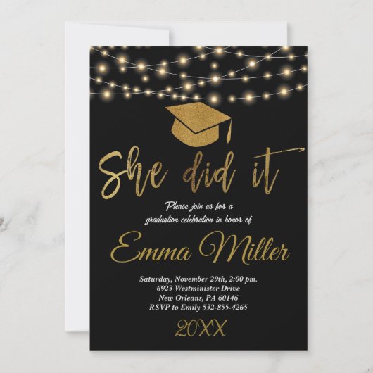 Ze deed het afstudeerfeest kaart (Voorkant)