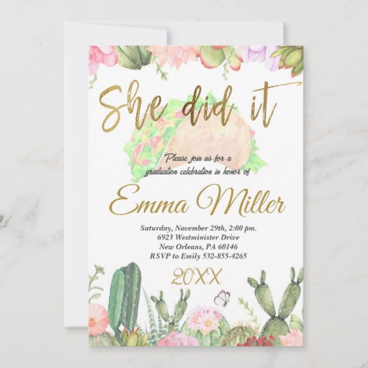 Ze deed het afstudeerfeest kaart (Voorkant)