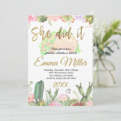 Ze deed het afstudeerfeest kaart (Staand voorkant)