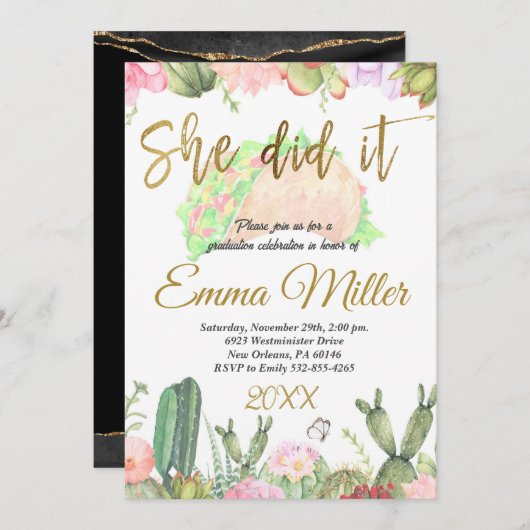 Ze deed het afstudeerfeest kaart (Voorkant / Achterkant)