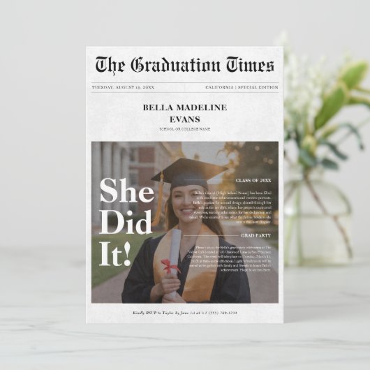 Ze deed het Afstuderen 2025 krant overlay foto Kaart (Staand voorkant)