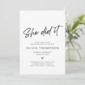 Ze deed het Afstuderen foto-uitnodiging Kaart (Staand voorkant)