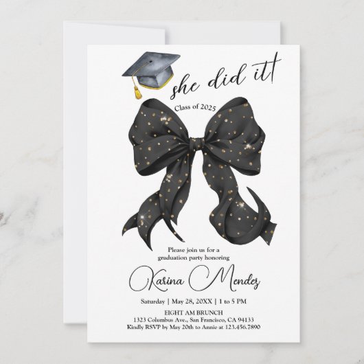 Ze deed het Afstuderen Invitation Kaart (Voorkant)