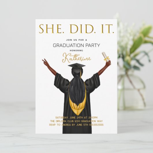 Ze deed het Afstuderen Kaart (Staand voorkant)