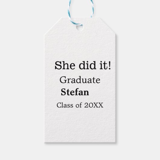 Ze deed het afstuderen naamklasse van 20XX tekst t Cadeaulabel (Voorkant)