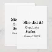 Ze deed het afstuderen naamklasse van 20XX tekst t Feestdagenkaart (Voorkant / Achterkant)