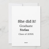 Ze deed het afstuderen naamklasse van 20XX tekst t Feestdagenkaart (Achterkant)