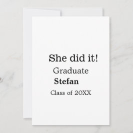 Ze deed het afstuderen naamklasse van 20XX tekst t Feestdagenkaart