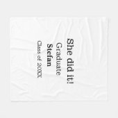 Ze deed het afstuderen naamklasse van 20XX tekst t Fleece Deken (Voorkant (Horizontaal))