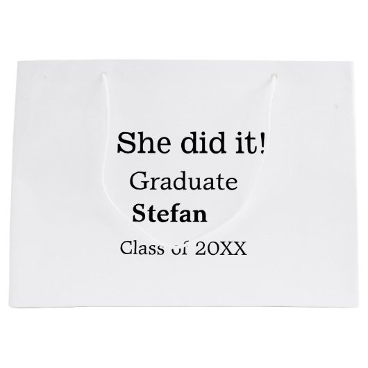 Ze deed het afstuderen naamklasse van 20XX tekst t Groot Cadeauzakje (Voorkant)