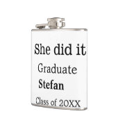 Ze deed het afstuderen naamklasse van 20XX tekst t Heupfles (Links)