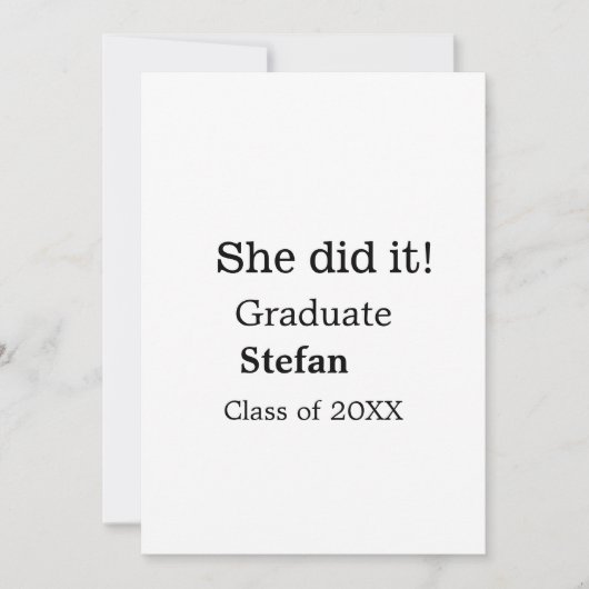 Ze deed het afstuderen naamklasse van 20XX tekst t Kaart (Voorkant)