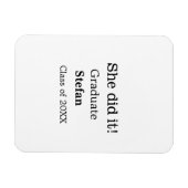 Ze deed het afstuderen naamklasse van 20XX tekst t Magneet (Horizontaal)