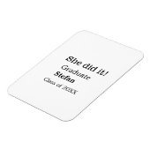 Ze deed het afstuderen naamklasse van 20XX tekst t Magneet (Linkerzijde)