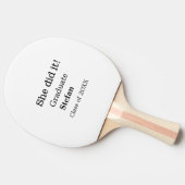 Ze deed het afstuderen naamklasse van 20XX tekst t Tafeltennisbatje (Zijkant)