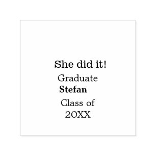 Ze deed het afstuderen naamklasse van 20XX tekst t Zelfinktende Stempel