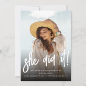 Ze deed het Afstuderen Uitnodiging met Foto (Voorkant)