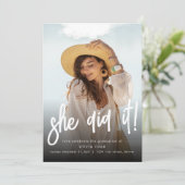 Ze deed het Afstuderen Uitnodiging met Foto (Staand voorkant)