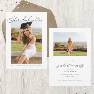 Ze deed het Afstuderen-uitnodiging voor Typografie Kaart