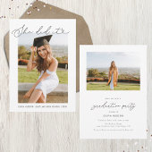 Ze deed het Afstuderen-uitnodiging voor Typografie Kaart