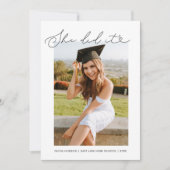 Ze deed het Afstuderen-uitnodiging voor Typografie Kaart (Voorkant)