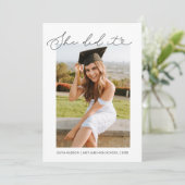 Ze deed het Afstuderen-uitnodiging voor Typografie Kaart (Staand voorkant)