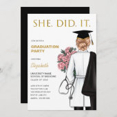 Ze deed het Afstuderen van de Nurse Medical School Kaart (Voorkant / Achterkant)