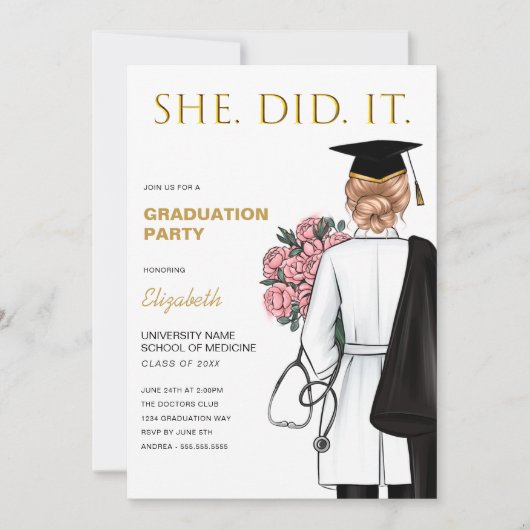 Ze deed het Afstuderen van de Nurse Medical School Kaart (Voorkant)