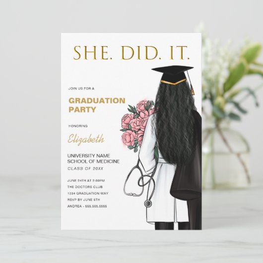 Ze deed het Afstuderen van de Nursing Medical Scho Kaart (Staand voorkant)