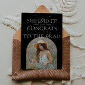 Ze deed het B&W Arch Hybrid Font Modern Afstuderen Kaart