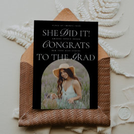 Ze deed het B&W Arch Hybrid Font Modern Afstuderen Kaart