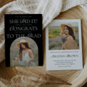 Ze deed het B&W Arch Hybrid Font Modern Afstuderen Kaart