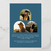 Ze deed het Blue Modern Arch Photo Afstuderen Folie Uitnodiging (Achterkant)